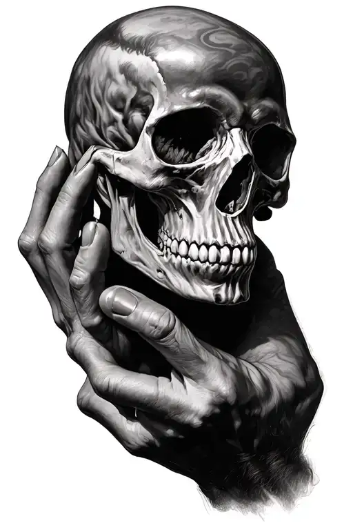 Archangle Michael Holding A Skull