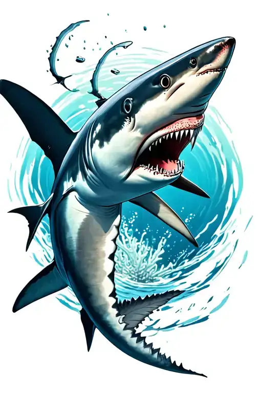 Black Tip Reef Shark Swimming Top View