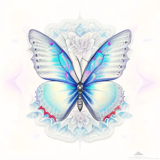 Blue And Purple Butterfly With A Moon