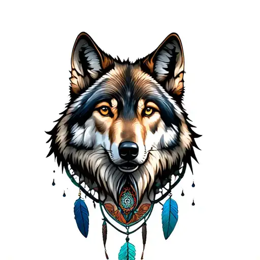 Wolf Head And Dreamcatcher