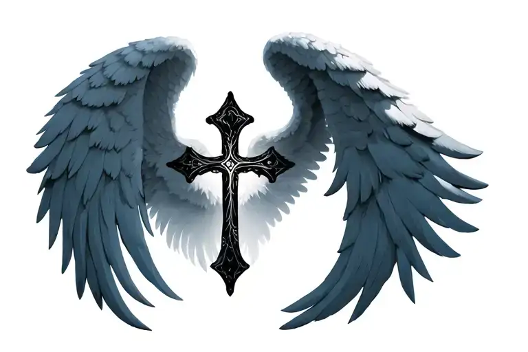 Angel Wings With Cross