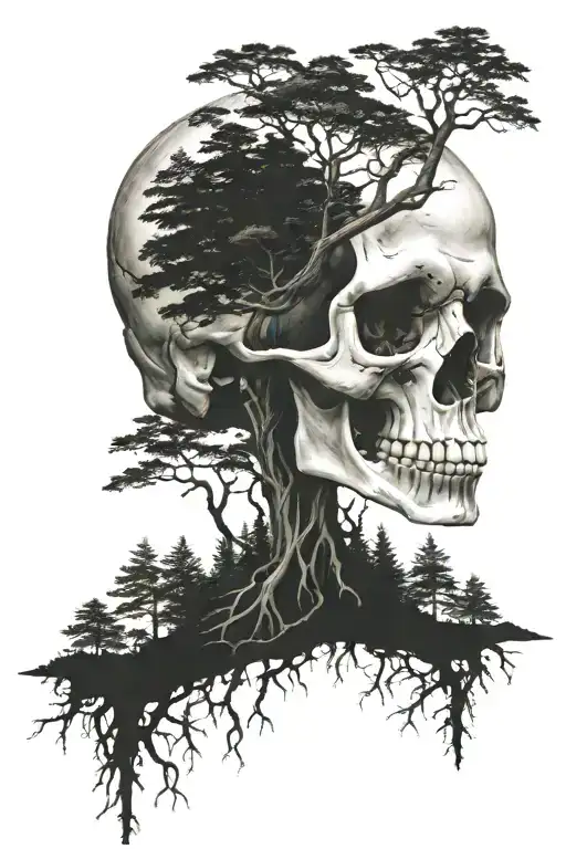 Skull With Forest Scene