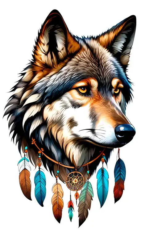 Wolf Head And Dreamcatcher