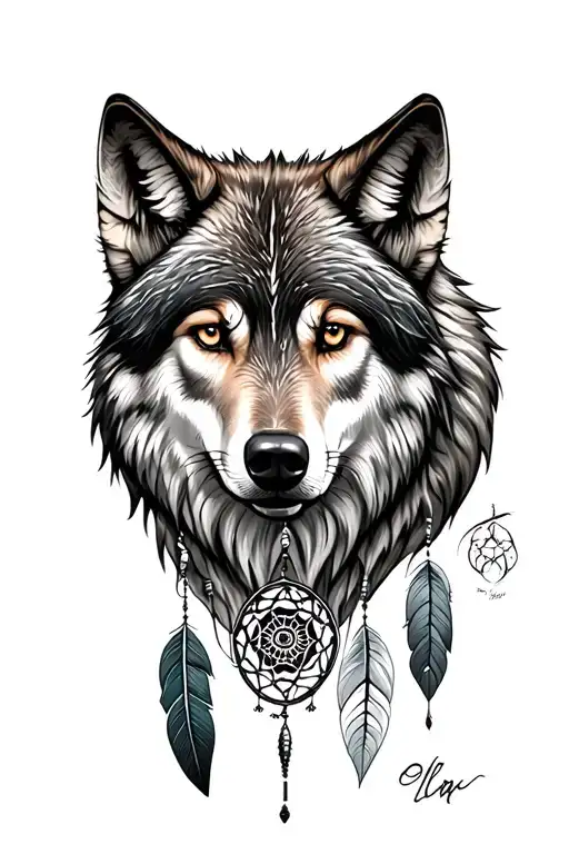Wolf Head And Dreamcatcher