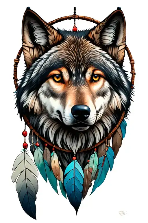 Wolf Head And Dreamcatcher