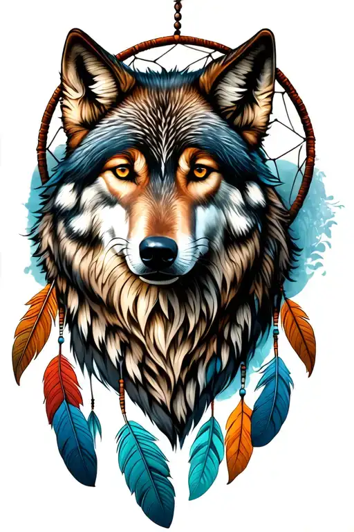 Wolf Head And Dreamcatcher