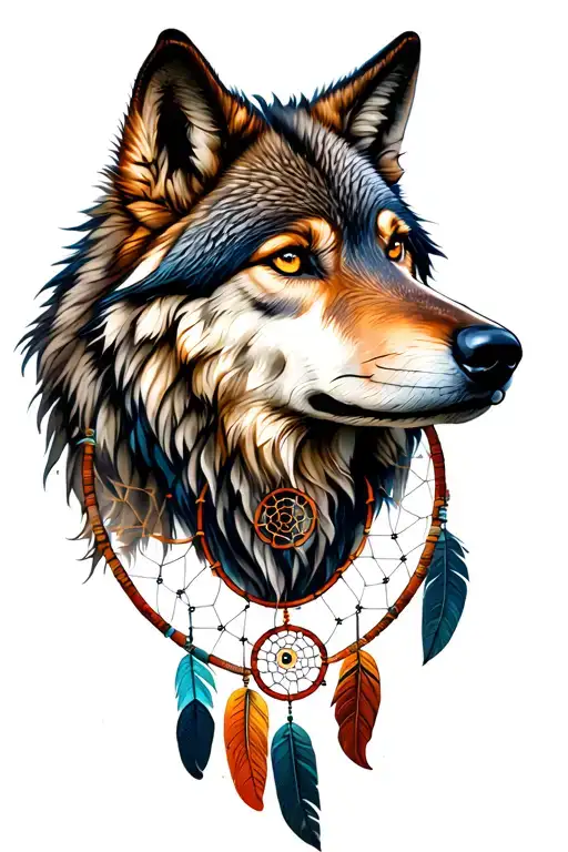 Wolf Head And Dreamcatcher