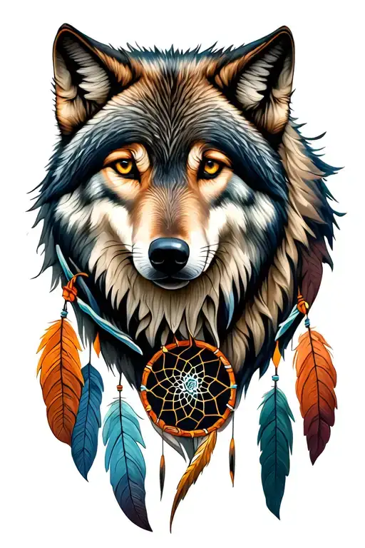 Wolf Head And Dreamcatcher