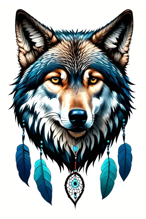 Wolf Head And Dreamcatcher