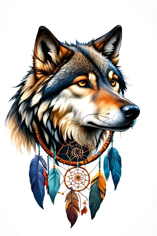 Wolf Head And Dreamcatcher