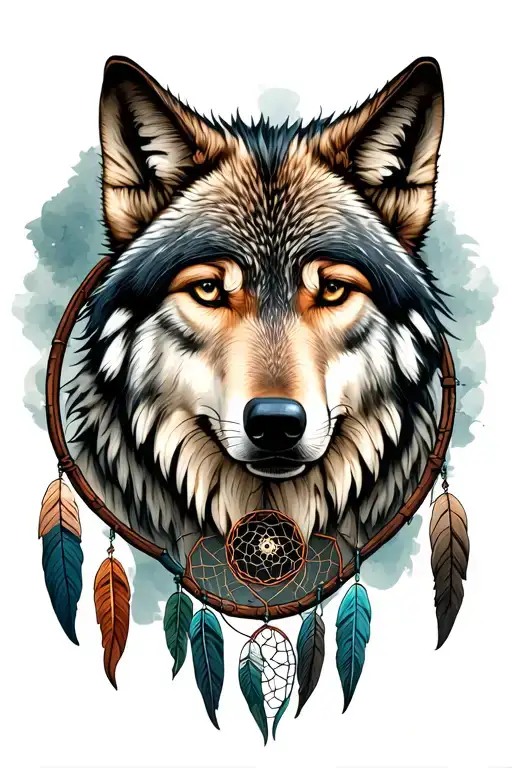 Wolf Head And Dreamcatcher