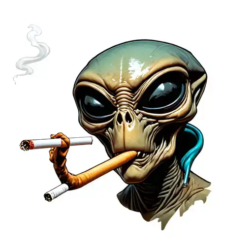 Aliens Smoking Cigarettes Standing Straight