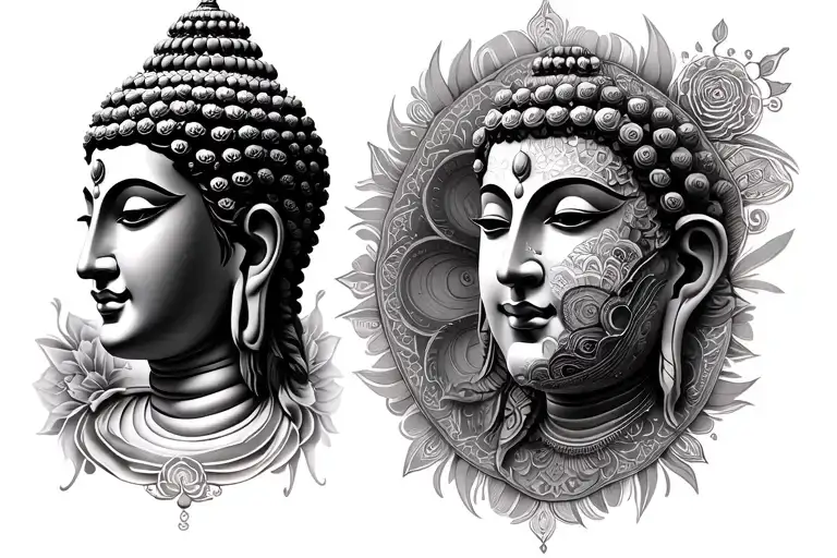 Buda Face Y Mandala Design Incorporating Elements