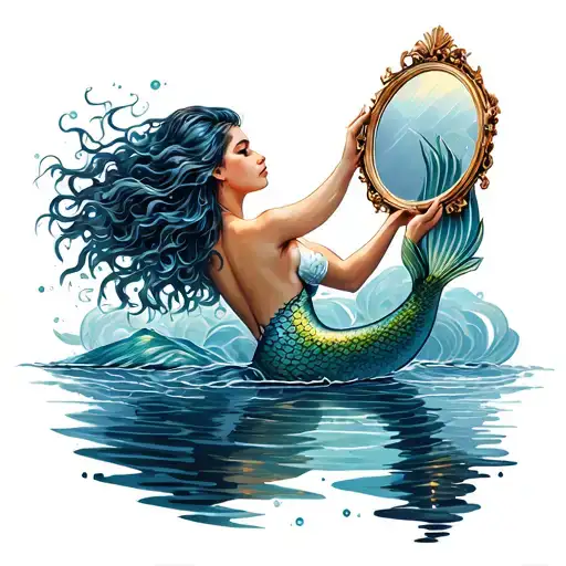 Mermaid Holding Mirror