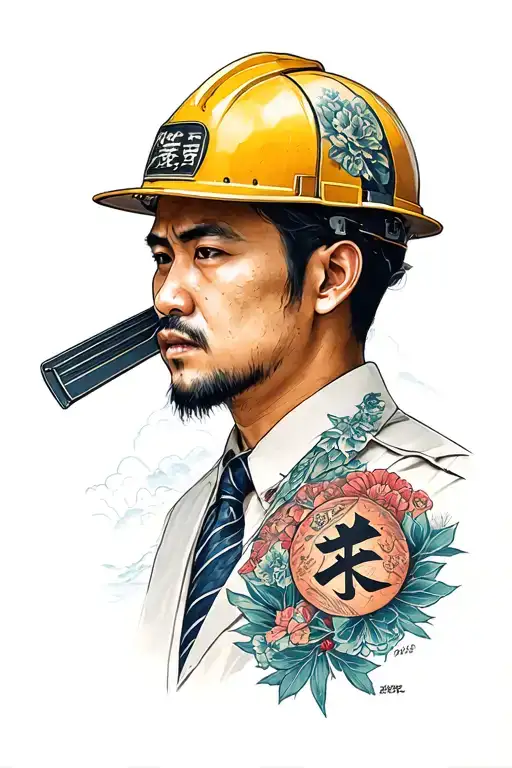 Civil Engineer And Japanese Symbol Incorporated