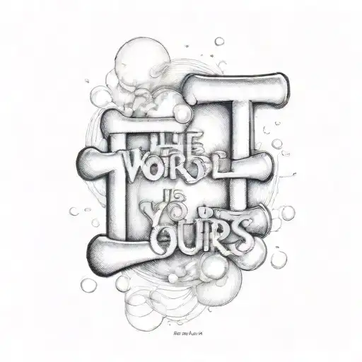 Bubble Letters Of The Phrase ' The World Is Yours'
