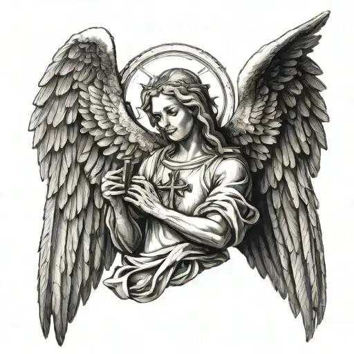 Biblically Accurate Seraphim With A Cross And Angel Wings