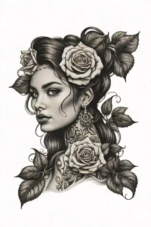 Cheeky Girl With Roses