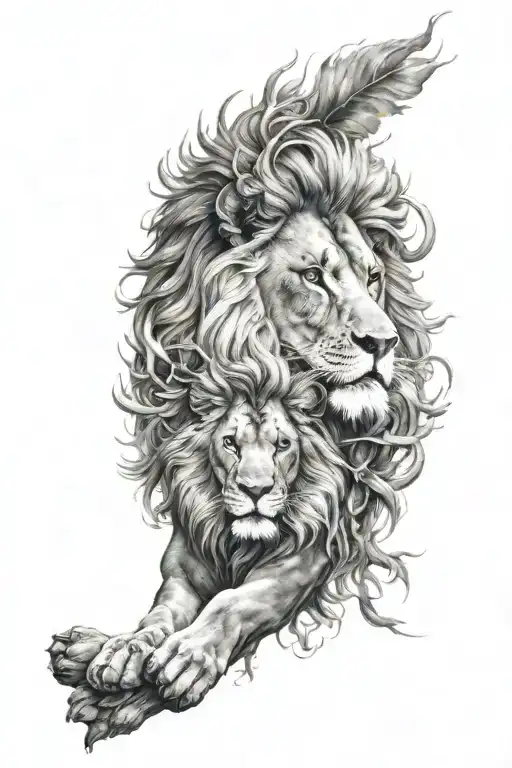 Men Lion Surrounded
