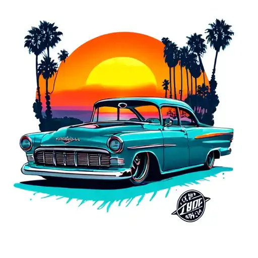 Low Rider In California With Sunset