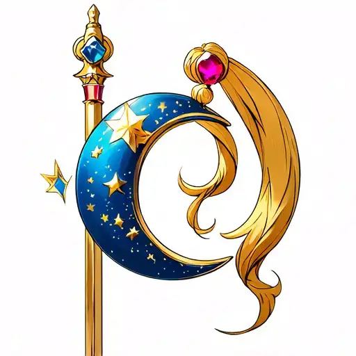 Sailor Moon Crescent Wand Facing Upwards