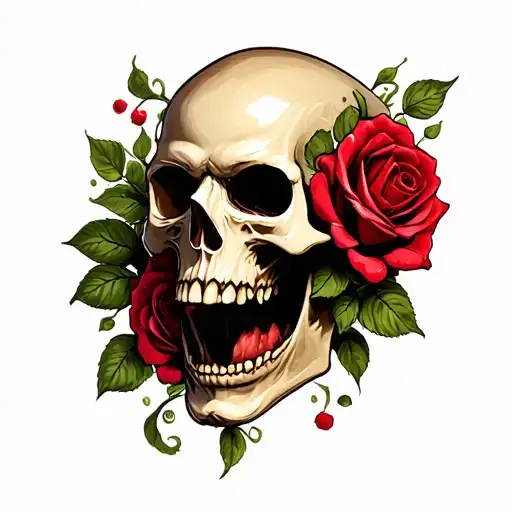 Angry Skull And Roses