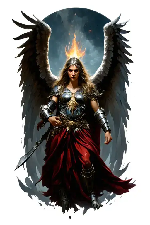 Angel Warrior Battling Mythical Creatures