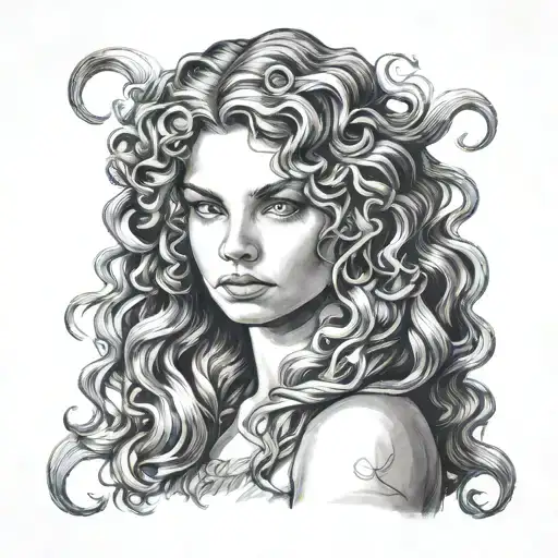 Girl With Wavy Hair Head On As A Mythology Girl