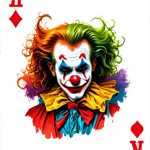 Killer Joker Clown Playing Card Featuring