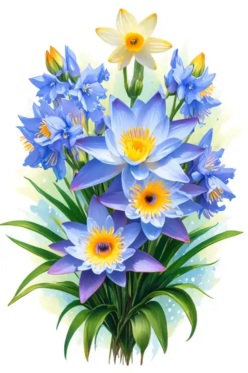 Daffodils Larkspur Water Lily Flowers