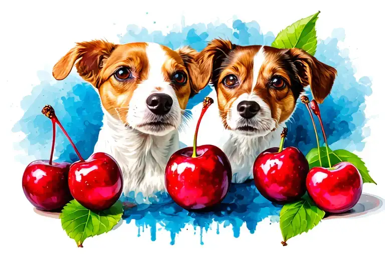 Dog Jack Russel And Cherry Fruit
