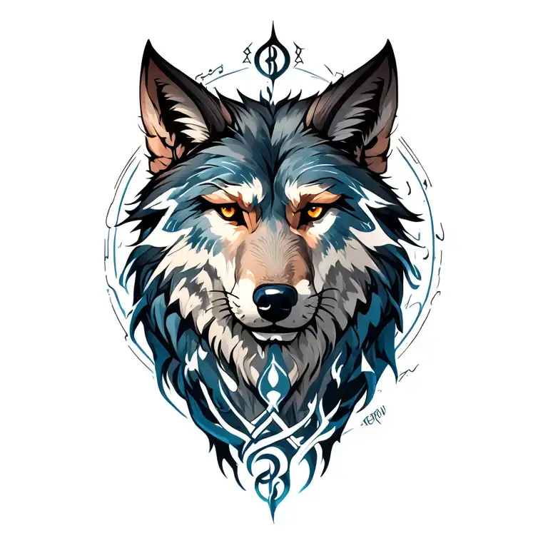 Weles And Fenrir Whit Runes