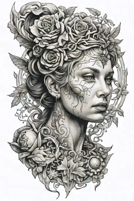 Nord Mythology Woman Bust Surrounded