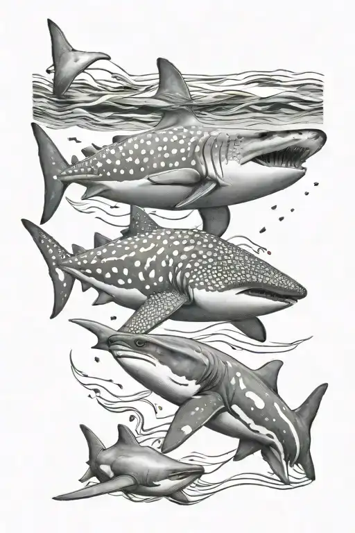 Whale Shark And Manta Ray Swimming