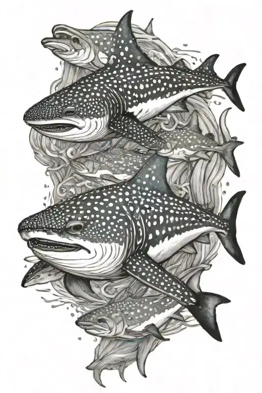 Whale Shark And Manta Ray Swimming Gracefully