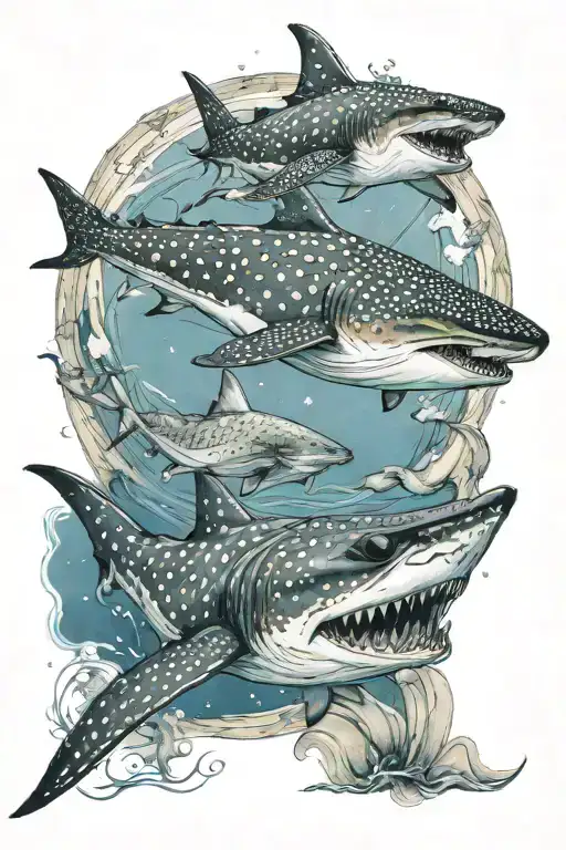 Whaleshark And Manta Ray Swimming Gracefully