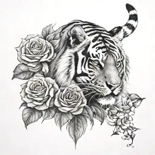 Tiger And Roses