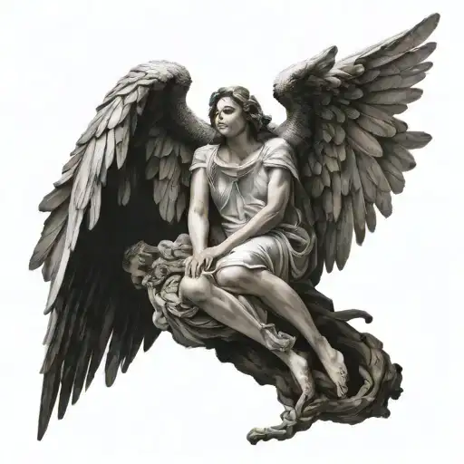 2 Angels Sitting On Pile Of Defeated Enemies
