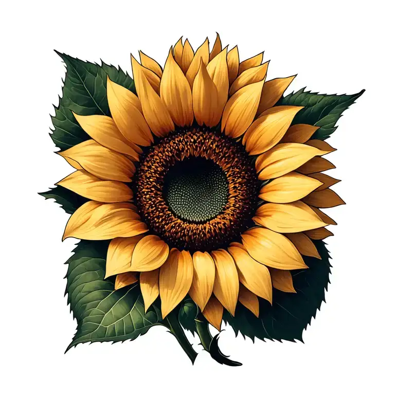 Single Head Of Sunflower Blooming
