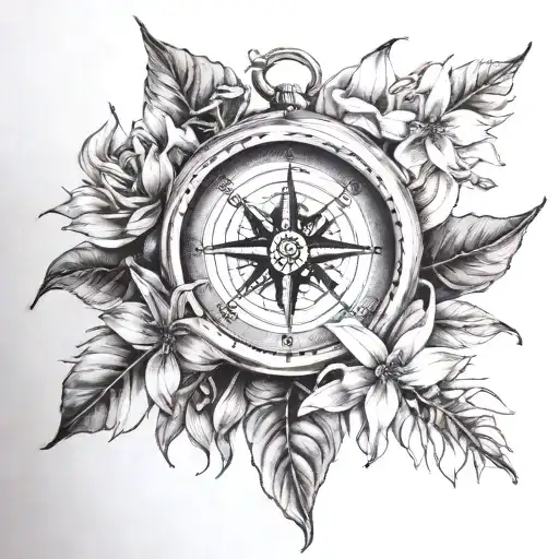 Compass With Jasmin Flower And Baby Feet