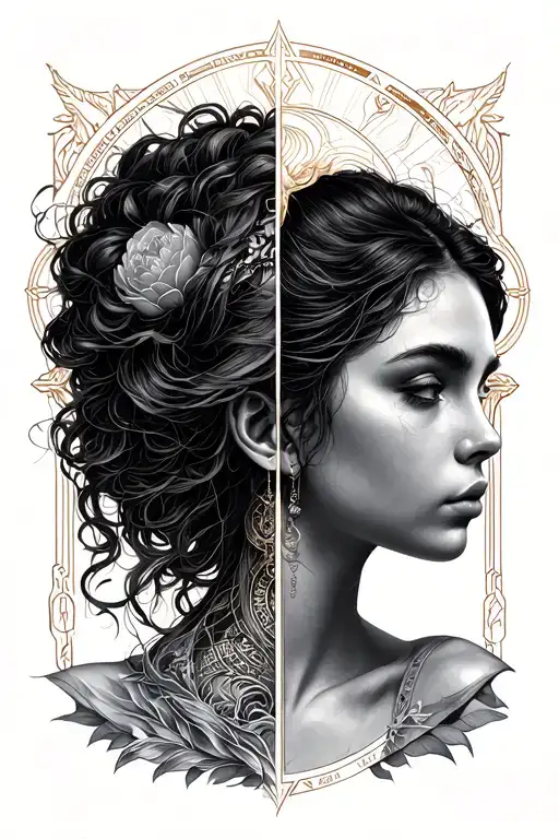 Gemini Zodiac Sign Incorporated Within The Design Representing Its Duality In Womans Life