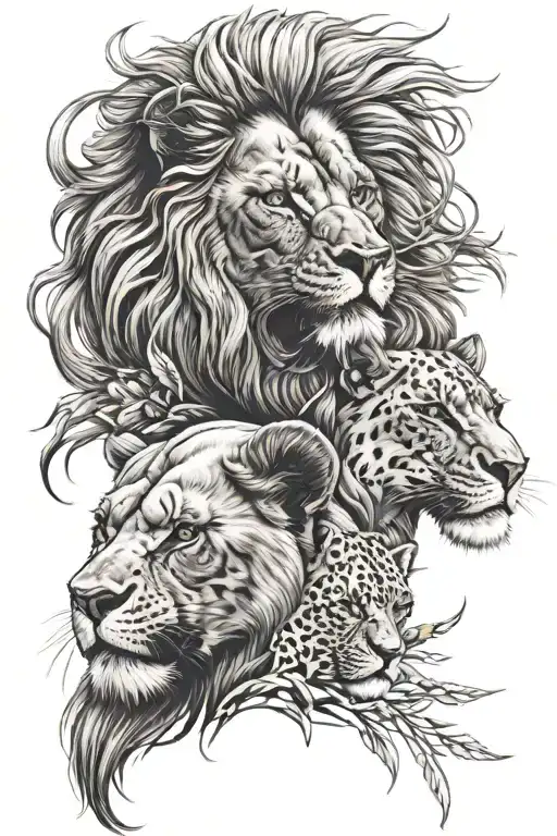 Skull And Lion And Lioness