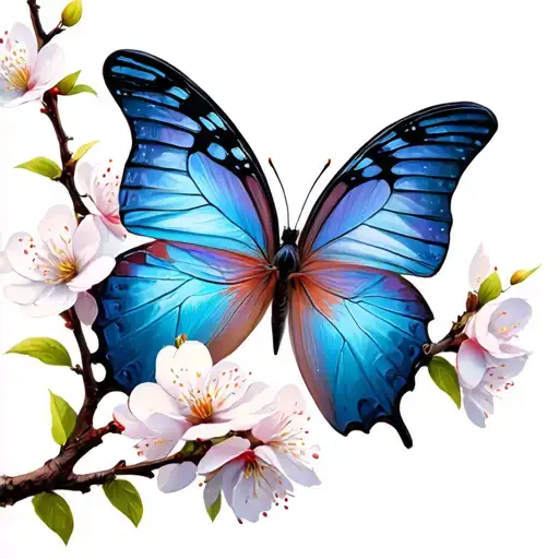 Butterfly W Cherry Blossom Branch