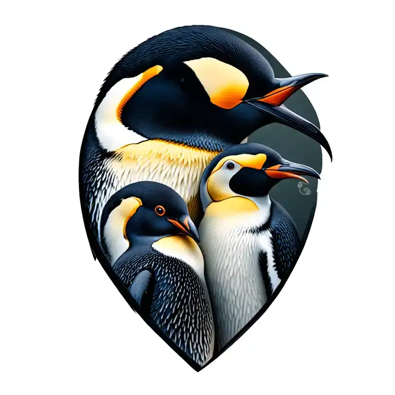 Realistic Emporer Penguin Family