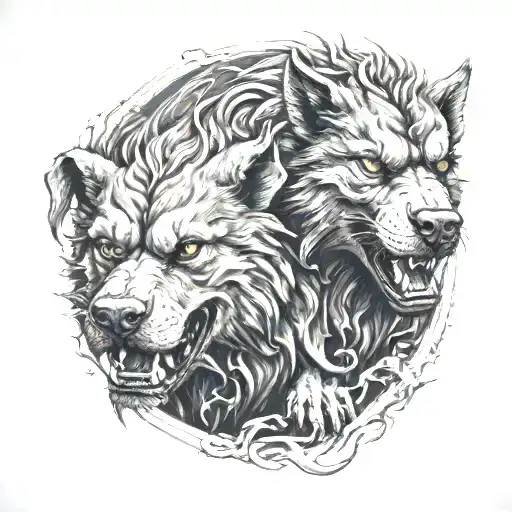 Angry Cerberus In Hell Hound