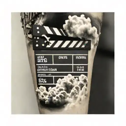 Huge Looming Clouds And Distant Clapperboard With The Words Big Clouds Take Two Written On It