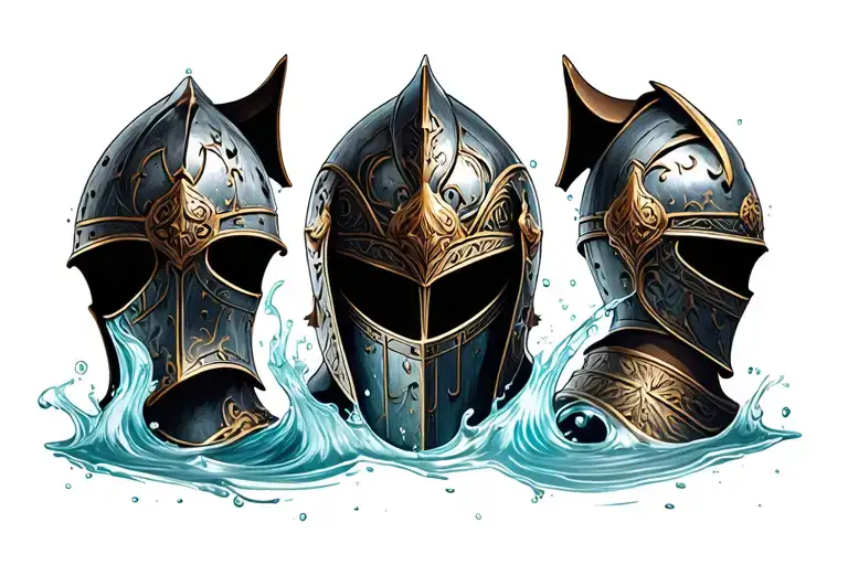 Knight Helmet Water Flowing