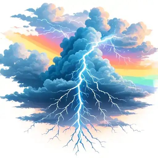 Lightning Storm Cloud With Rainbow