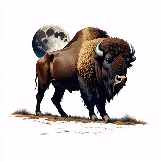 Bison And Moon