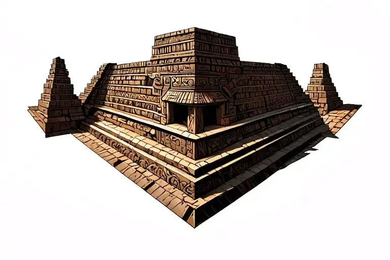 The Aztec Templo Mayor At An Angle